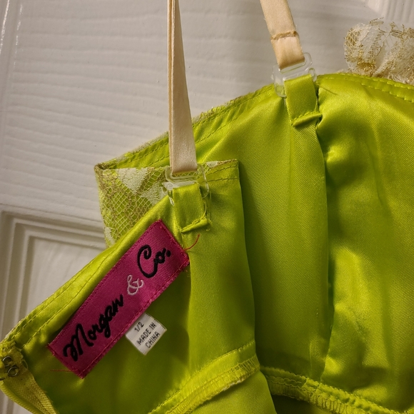 Light Green and Gold Lace Short Formal, Homecoming Fairy Dress - Picture 4 of 9